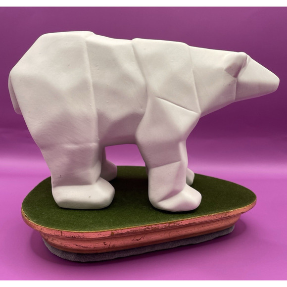 Ceramic Geometric Cubist Abstract Art Polar Bear Figurine - Picture 2 of 12